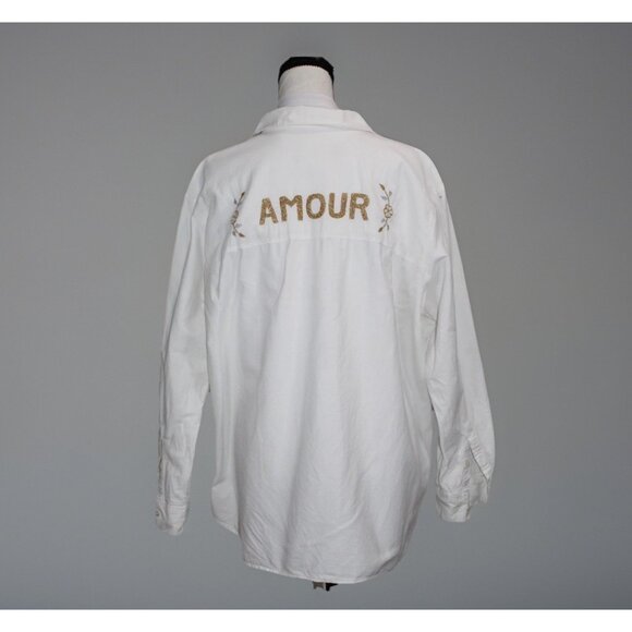 Sezane Max Shirt Casual White Csao Amour 40 US 8 Long Sleeve Button Down Pocket - Picture 1 of 10